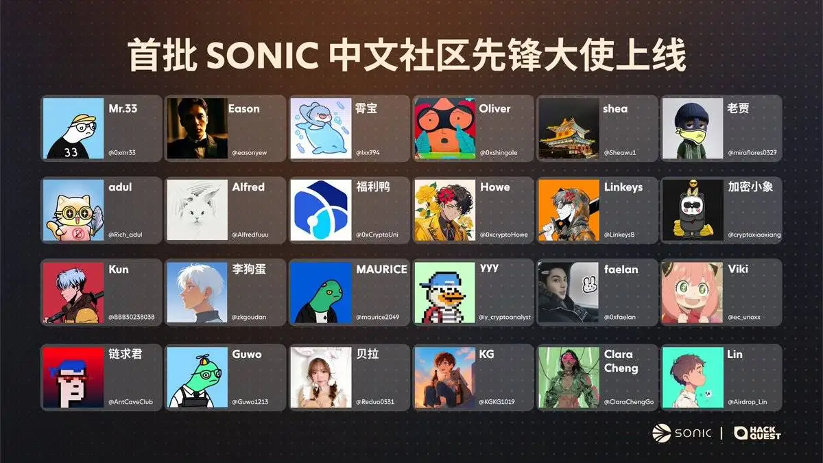 Sonic 公布中文社区先锋大使名单，24位建设者入选