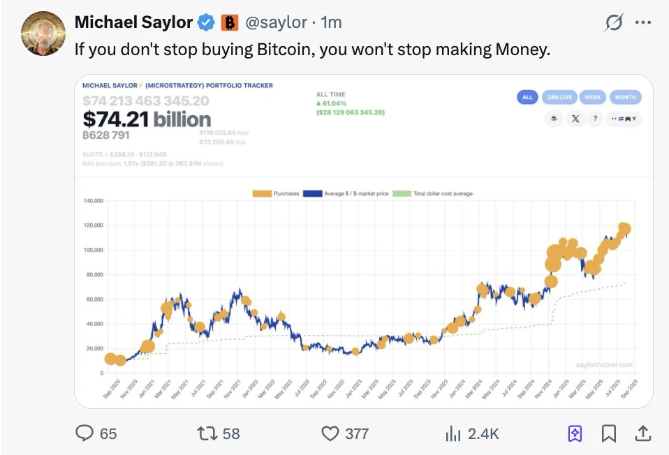Strategy主席Michael Saylor再推比特币增持计划